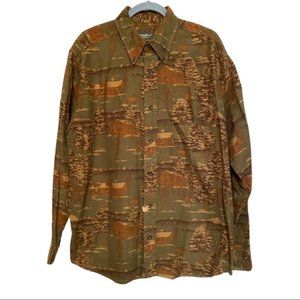 Men Eddie Bauer L flannel relaxed  fit fall autumn camouflage buttoned shirt